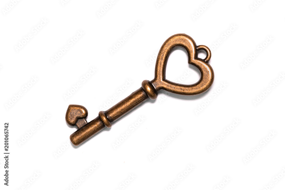 Heart Shaped Key Isolated On White Background Heart Shaped Key Isolated On White Background