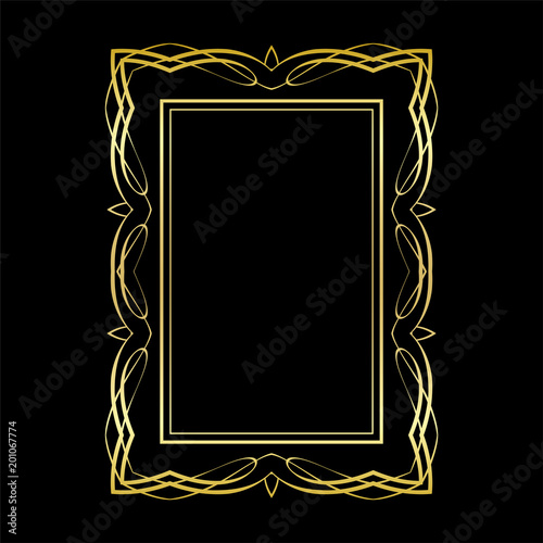 gold photo frame on black background