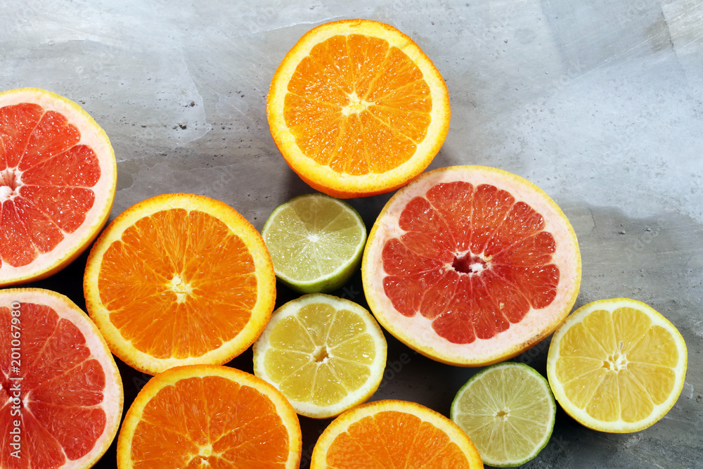 Citrus fruits with orange, lemon, grapefruit and lime Citrus fruits with orange, lemon, grapefruit and lime