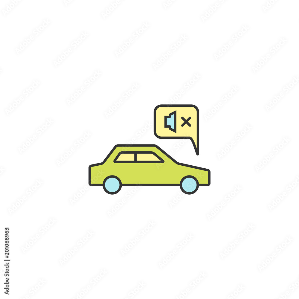 Noiseless electric car drive icon outline, linear, editable stroke vector object