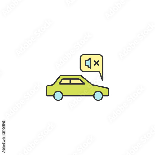 Noiseless electric car drive icon outline, linear, editable stroke vector object