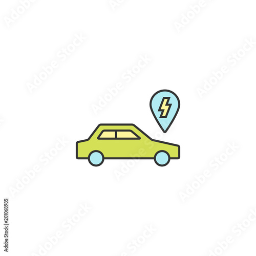 Electric car conceptual icon