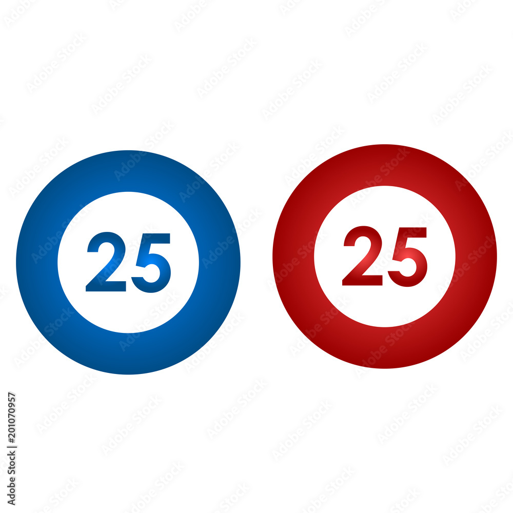 casino chip flat icon. number 25 casino chip flat icon. number 25