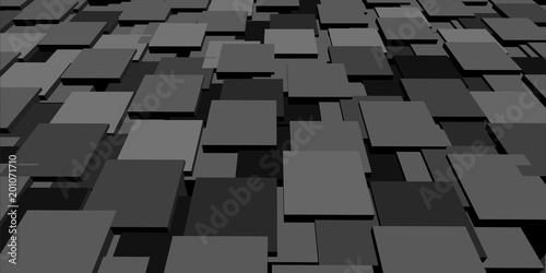 3d vector background of black futuristic surface with tiles. Abstract  geometric illustration.