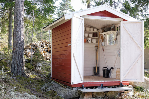 Storage shed filled with ga...