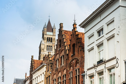 Antique building view in Old Town Bruges  Belgium