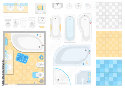 Bathroom elements - set of modern vector objects