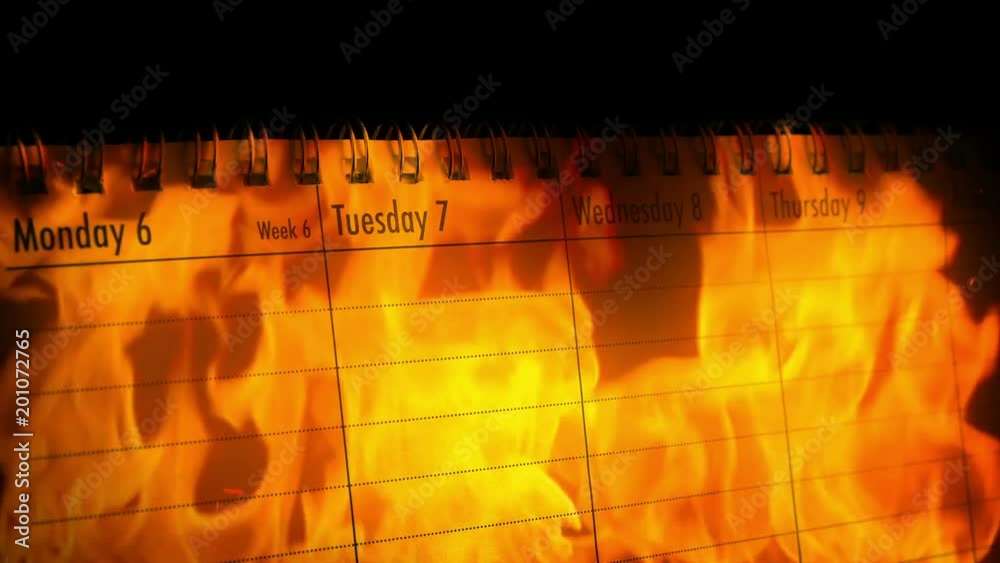 Calendar In Flames - Wasted Time Concept