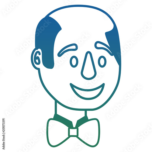 bald man character face with mustache vector illustration degraded color