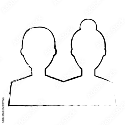 silhouette man and woman avatar image vector illustration sketch