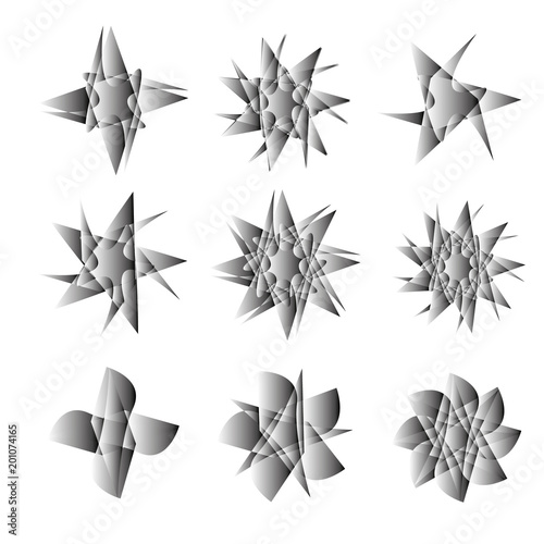 Geometric set stars and flowers for gifts and holidays pattern vector EPS10