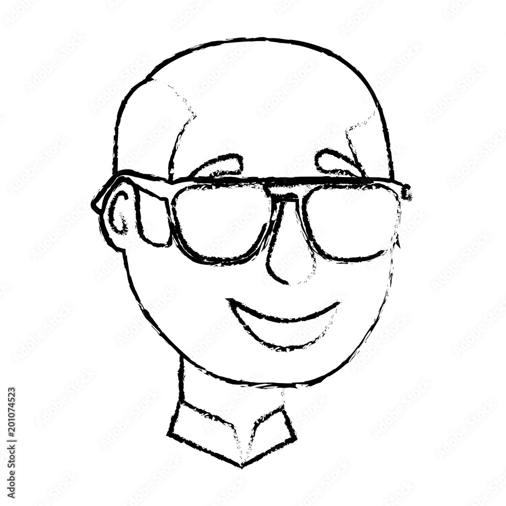 bald man character face with sunglasses vector illustration sketch bald man character face with sunglasses vector illustration sketch