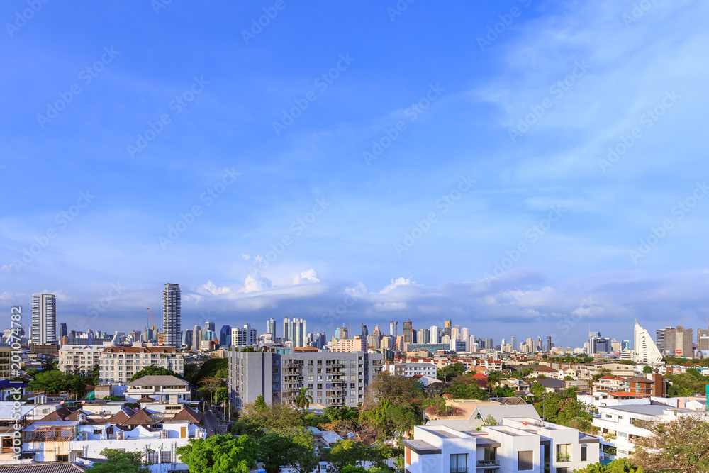 Bangkok business district cityscape with skyscraper, Thailand