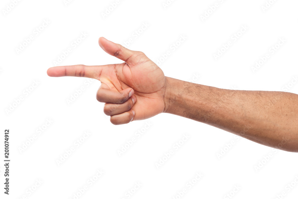 Hand gestures - man pointing away, isolated Hand gestures - man pointing away, isolated