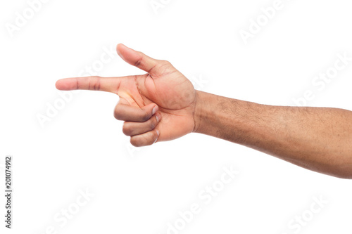 Hand gestures - man pointing away, isolated
