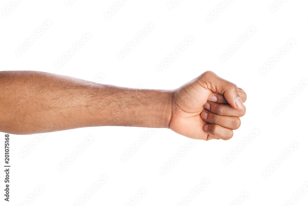 Male black fist isolated on white background Male black fist isolated on white background