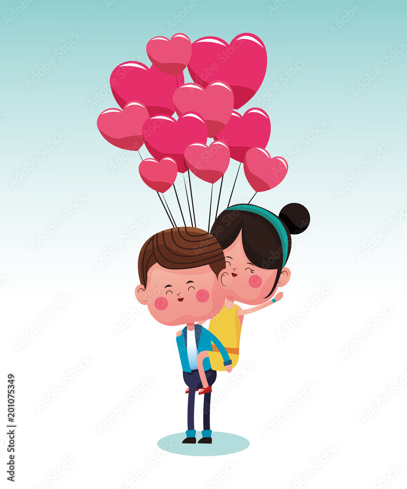Cute boy with girl cartoon vector illustration graphic design Cute boy with girl cartoon vector illustration graphic design