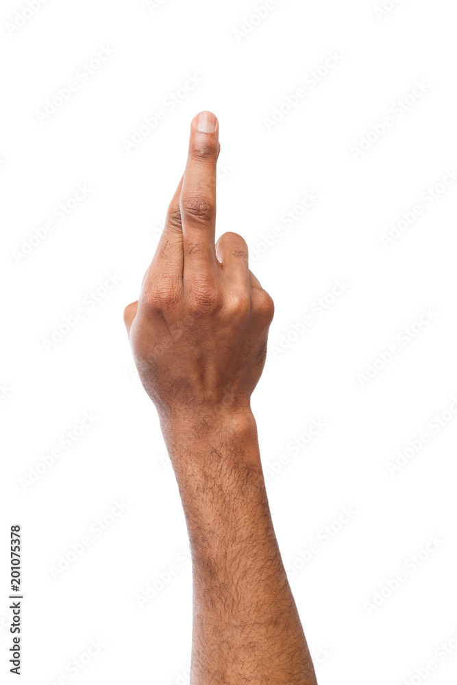 Black hand crossed fingers fo luck isolated on white Black hand crossed fingers fo luck isolated on white