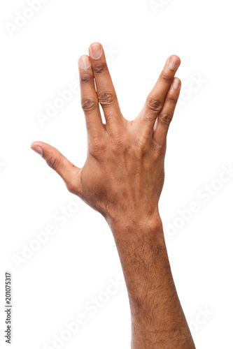 Black man hand gesturing in the form of crocodile
