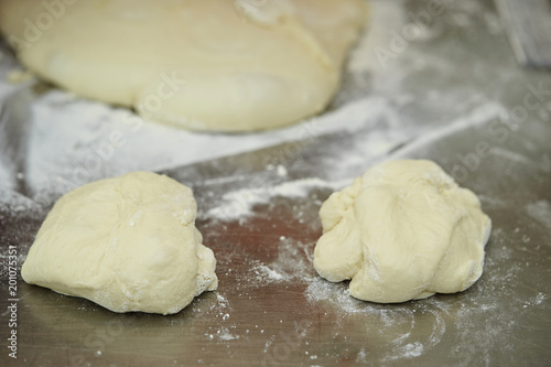 Cutting bread dough 