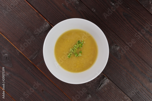 Chickpea soup with vegertables on a table