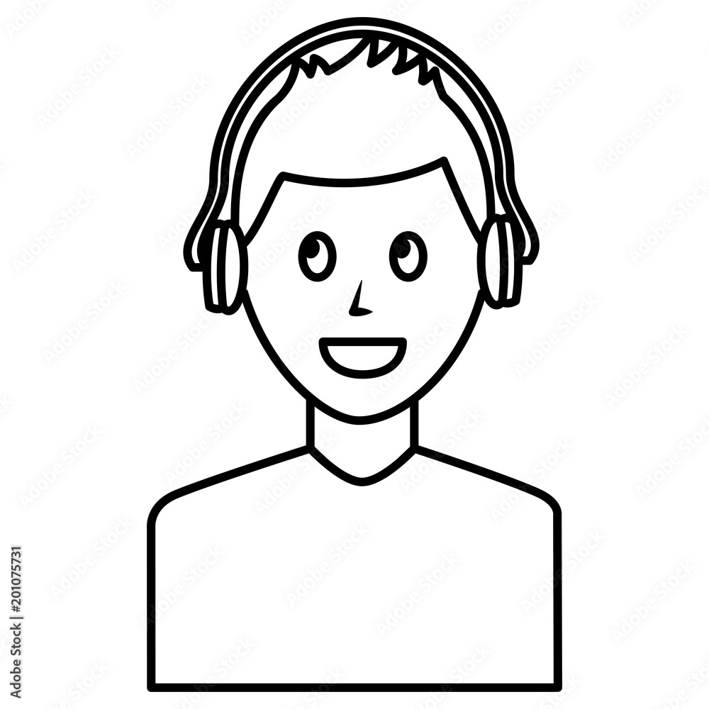 young man with earphones avatar character vector illustration design young man with earphones avatar character vector illustration design