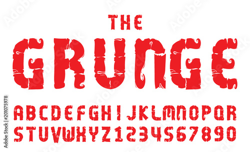 Graunge fonts alphabet letter. numbers vector illustration.