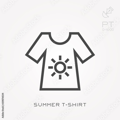 Line icon summer t-shirt