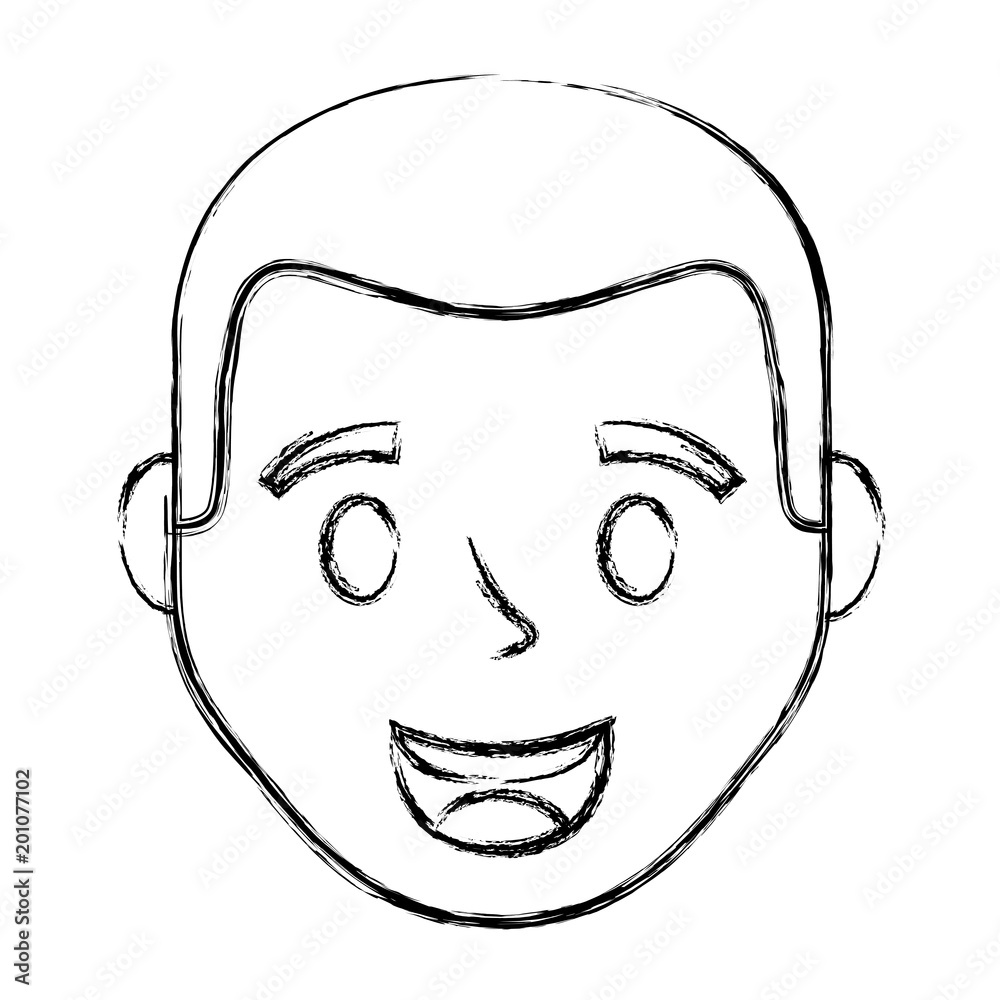 young man head avatar character vector illustration design