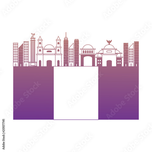 flag of mexico with iconic mexican building icon over white background, colorful design. vector illustration