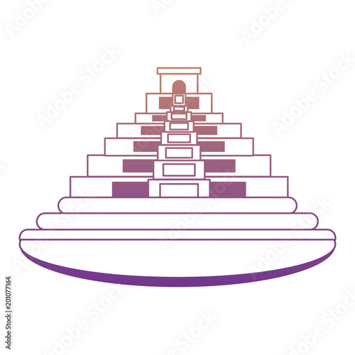 mexican pyramid icon over white background, colorful design. vector illustration