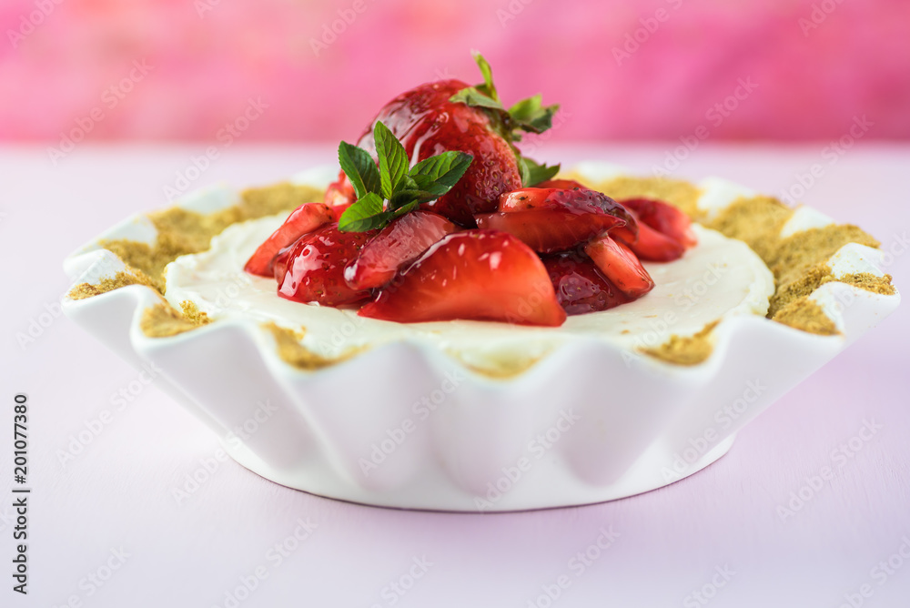 Pretzel strawberry pie. Selective focus. Pretzel strawberry pie. Selective focus.