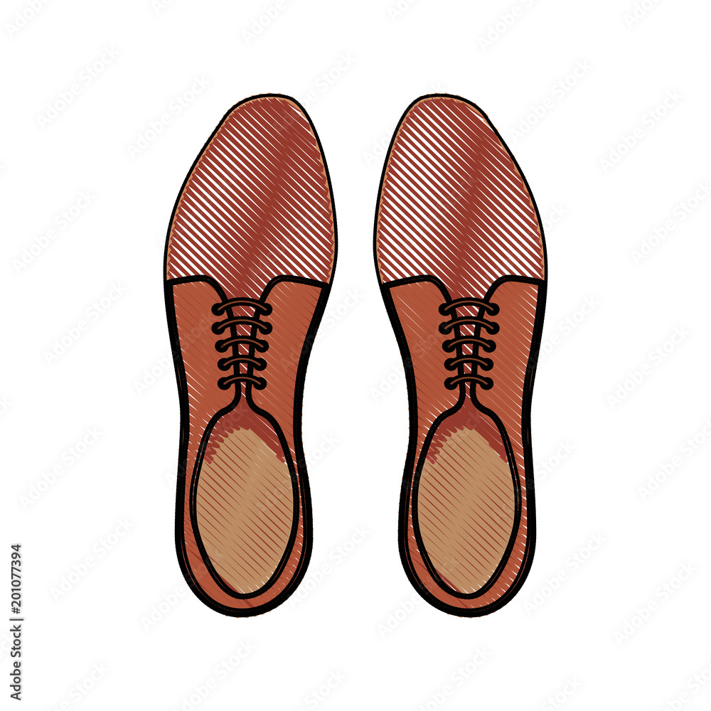 brown pair shoes elegant accessory for men vector illustration drawing