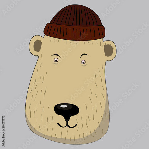 Cute Honey Bear With Scarf Vector photo