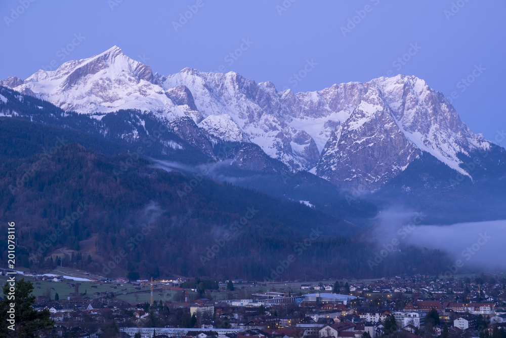 View to Garmisch-Partenkirchen in the morning