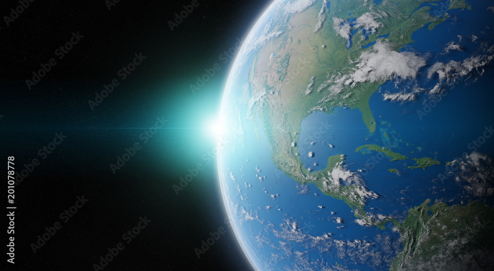 Fototapeta premium View of blue planet Earth in space 3D rendering elements of this image furnished by NASA