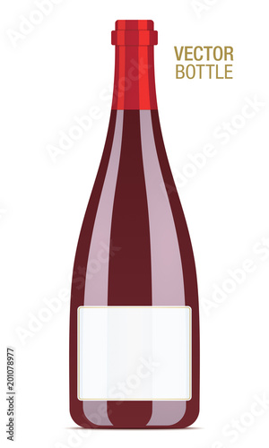 Red wine vector bottle isolated on a white background.