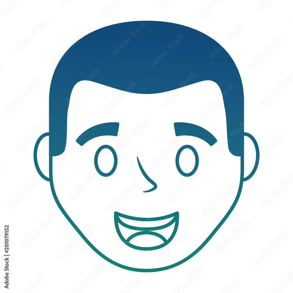 happy face man character avatar vector illustration degraded color