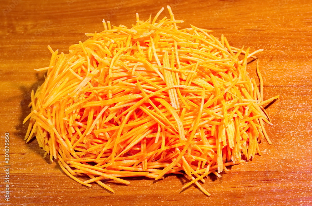 grated carrots close-up.