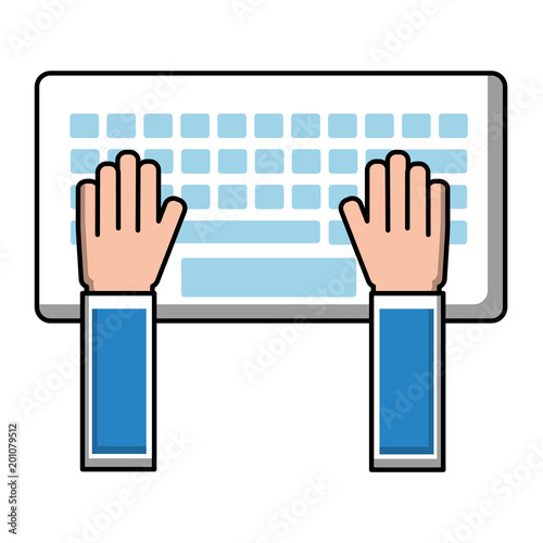 hands typing in keyboard laptop user vector illustration