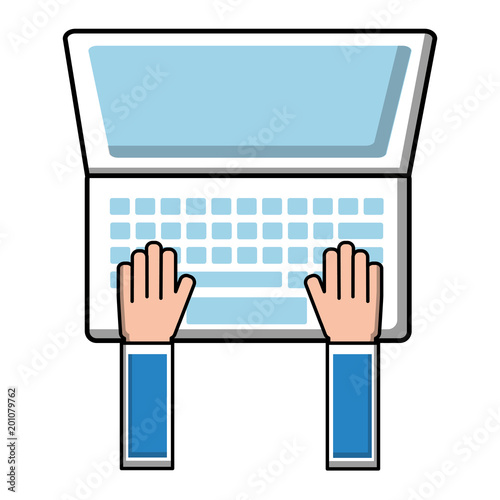 hands typing in keyboard laptop user vector illustration