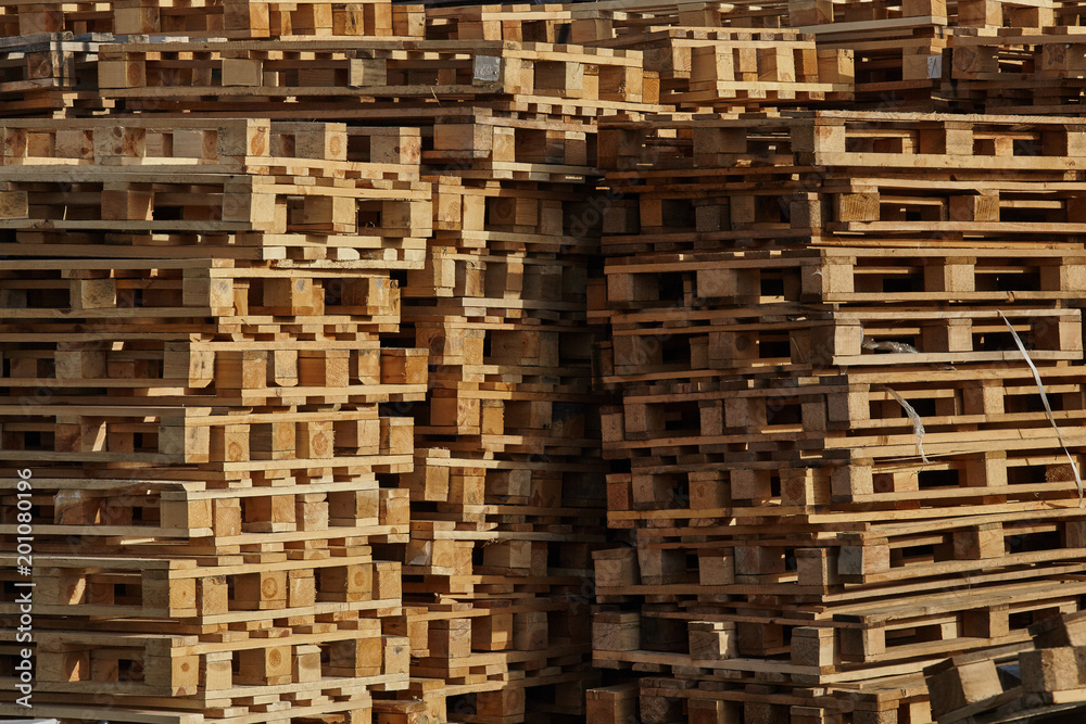 Stack of pallets outdoors.