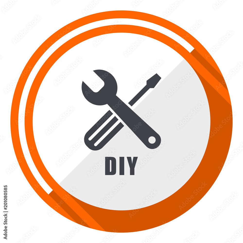 Diy flat design orange round vector icon in eps 10 Diy flat design orange round vector icon in eps 10