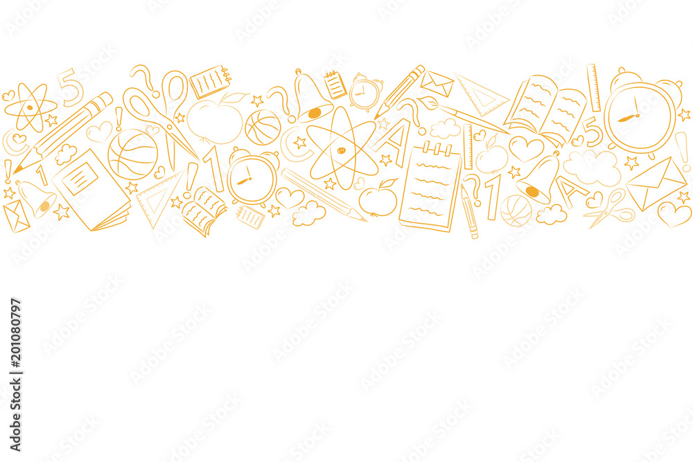 School background with funny sketch and copyspace. Vector.
