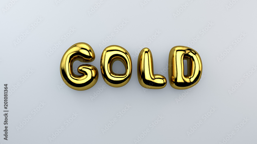 GOLD - 3D Schrift Gold auf Weiß GOLD - 3D Schrift Gold auf Weiß
