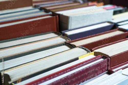 Many books in a bookstore or library