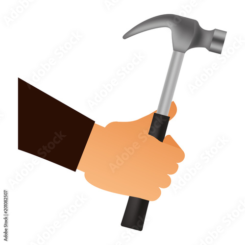 hand with hammer tool vector illustration design