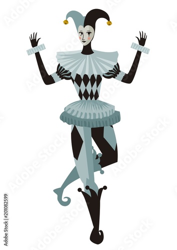 female harlequin dancing