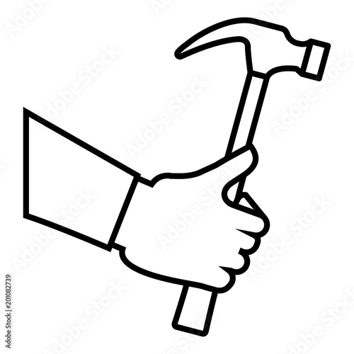 hand with hammer tool vector illustration design