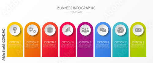 Infographic - colourful template with business icons. Vector.